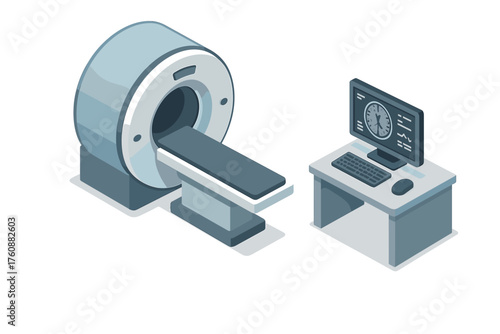 Isometric mri scanner and computer setup