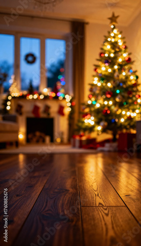 Wallpaper Mural Christmas celebration at home cozy living room tree decorated with lights festive atmosphere warm evening view Torontodigital.ca