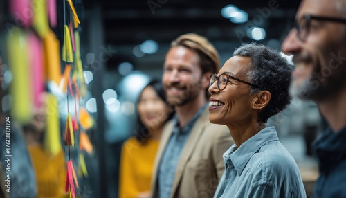 Diverse Group Of Business Colleagues Collaborating In A Brainstorming Session, Emphasizing Teamwork And Innovation In A Contemporary Office Setting.