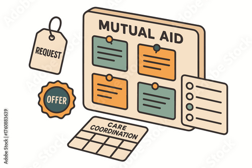Mutual aid structure with request and offer elements for effective care coordination