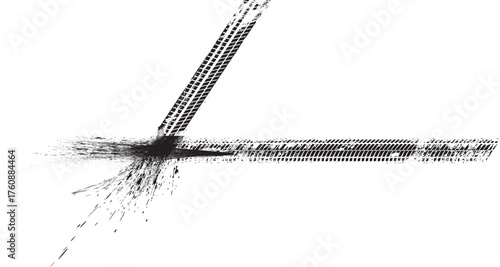 Vector Print Textured Tire Track . Design Element . Car tread silhouette . Mud splash grunge texture