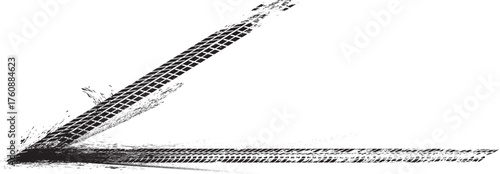 Vector Print Textured Tire Track . Design Element . Car tread silhouette . Mud splash grunge texture