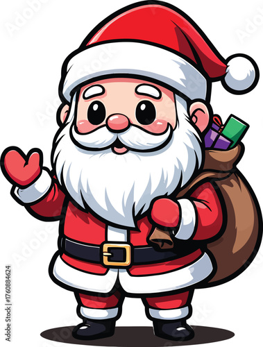 Santa clues with traditional holiday colors and elements isolated on transparent background