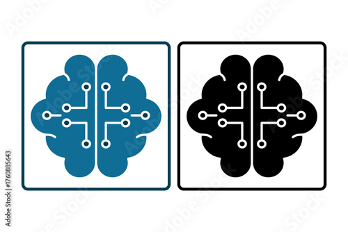 Brain digital Icon. Icon related to Technology. Suitable for web site design, app, UI, user interfaces. Solid icon style. Simple vector design editable