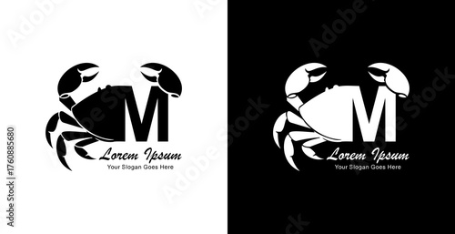 Crab logo design combined with the letter M
