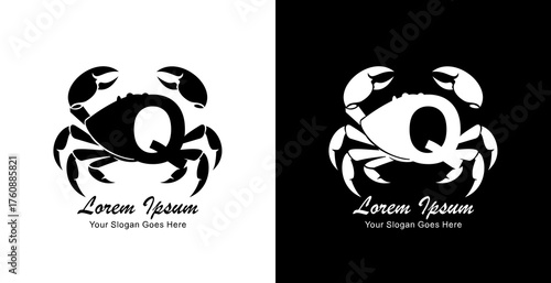 Crab logo design combined with the letter Q
