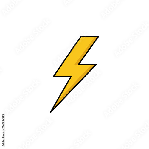 Vibrant yellow lightning bolt vector graphic for power energy and electricity concepts
