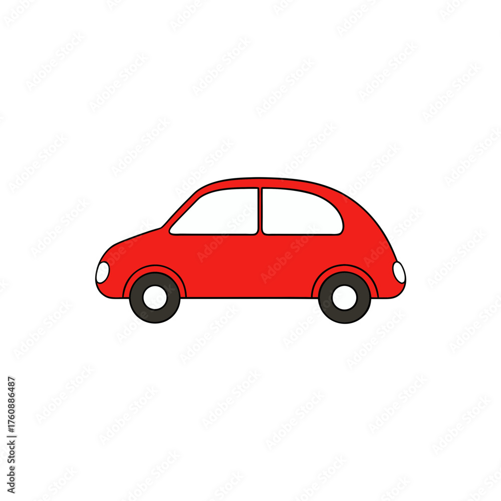 Fototapeta premium Minimalist red car vector illustration side view scalable graphics for design projects