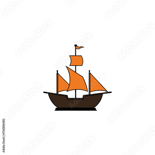 Classic sailing ship silhouette vector for nautical themes and vintage designs
