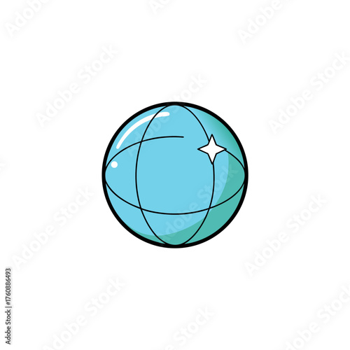 Realistic round glass globe earth with reflective shine vector illustration