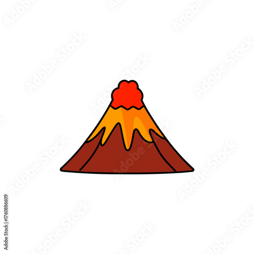 Volcano illustration with glowing lava flow vector art scalable graphic icon