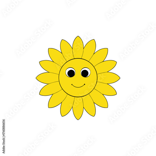 Bright yellow sunflower head facing up vector illustration scalable eps icon