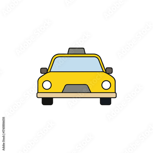 Front view yellow taxi cab vector illustration clean scalable urban transportation icon