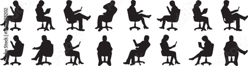 Silhouettes of People Seated with Devices