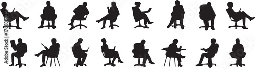 Silhouetted People Sitting in Chairs Vector