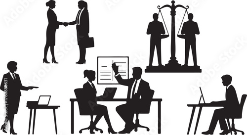 Business Silhouettes of people working together