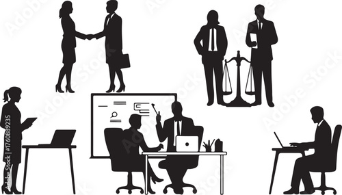 Business Professionals Corporate Law Teamwork Silhouettes