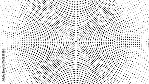 radial halftone circular dot pattern with spotted stains grunge background and gradient fading effect for abstract comic design