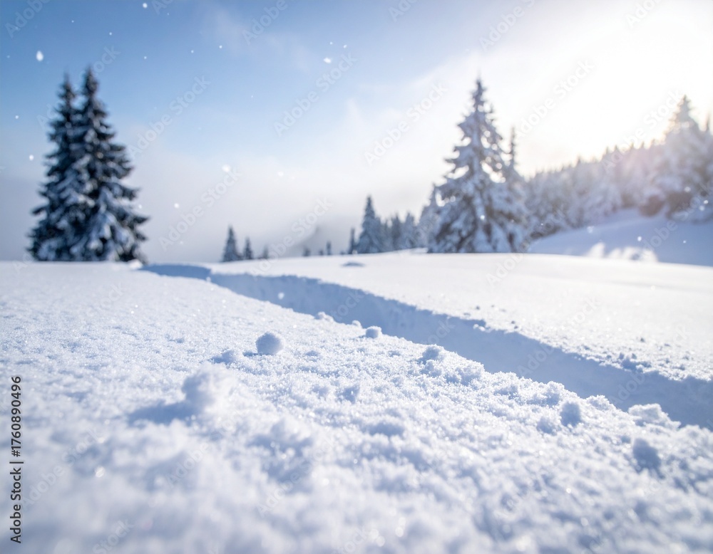 Obraz premium 降り積もった雪と空と木々の冬の風景