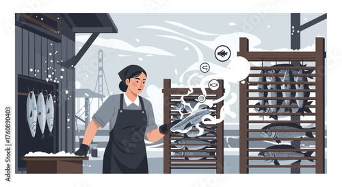 Traditional Japanese Fish Drying: A Detailed Look at Hokkaido's Winter Preparation