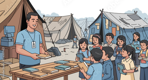 Education Access for Displaced Children Receiving Books in a Relief Camp Setting