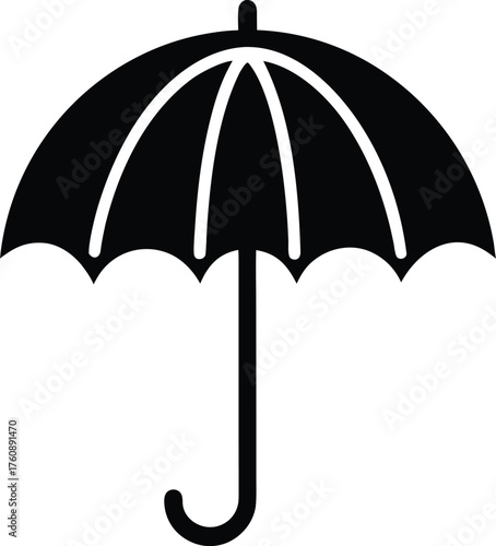Weather resistant umbrella icon for protection against rain and sun