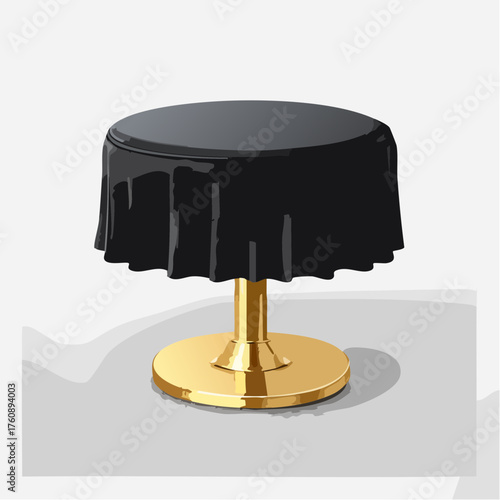 Schwarzer Samthocker mit goldener Basis