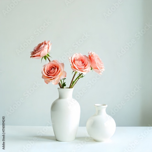 Wallpaper Mural light pink flower vase, beautiful white background with vase, light pink vase, flower vase Torontodigital.ca