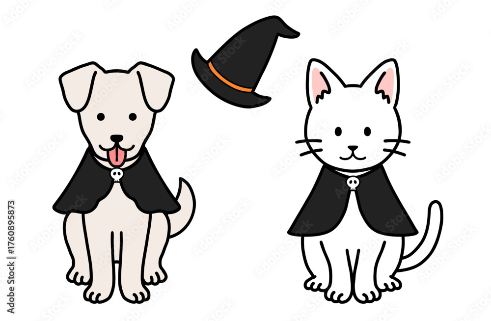 Fototapeta premium 犬と猫のハロウィンコスチューム
