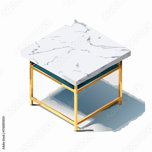 Marmor-Couchtisch mit Goldrahmen