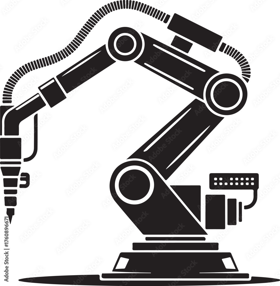 Fototapeta premium Industrial robotic arm in silhouette