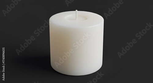 White Pillar Candle on a Dark Background, Studio Shot, Symbol of Light and Serenity