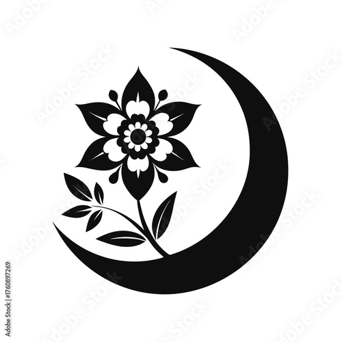 Elegant crescent floral design with subtle dot shading for banners and advertisements