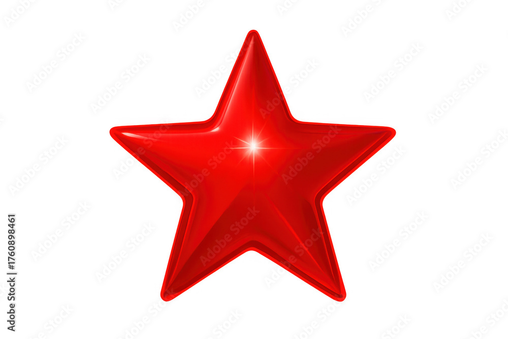 Obraz premium Red star 3d rendering symbol with shiny glossy surface, representing quality, award, and premium success on transparent background