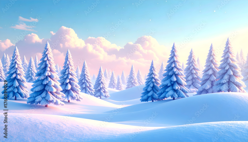 Naklejka premium Serene Winter Wonderland Landscape