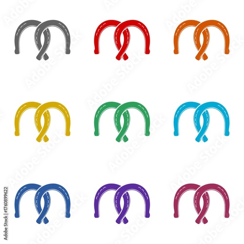 Two horse shoes  icon isolated on white background. Set icons colorful