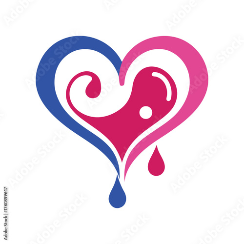 heart liquid swirls and drops vector
