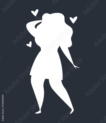 Women silhouette shadow body positive bodypositive concept. Vector graphic design illustration