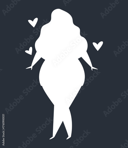 Women silhouette shadow body positive bodypositive concept. Vector graphic design illustration