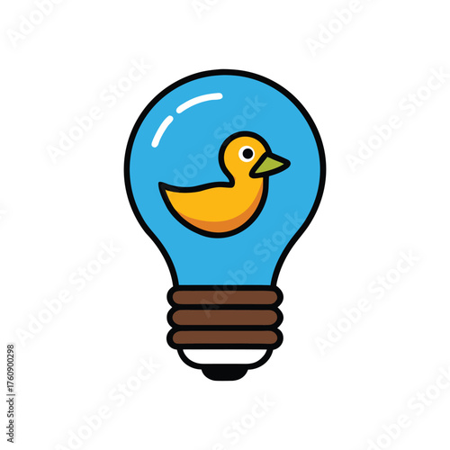 duck is swimming inside the bulb vector art