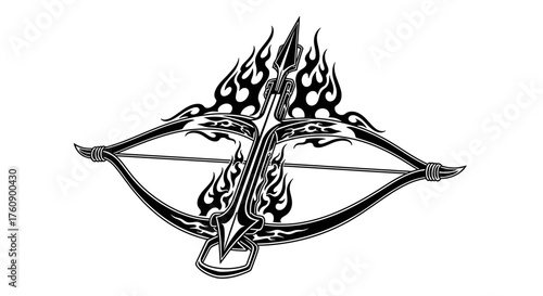 Find crossbow tattoo designs flaming arrow vector art archery weapon illustration hunting equipment clip art image