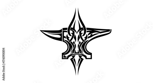 Tribal anvil tattoo design vector art illustration blacksmithing forging metalwork smithy symbol isolated icon