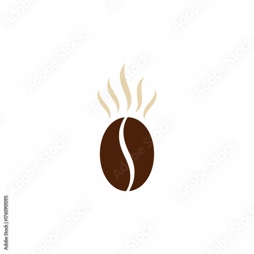 Aromatic Steaming Roasted Coffee Bean Icon: Hot Drink Beverage Logo