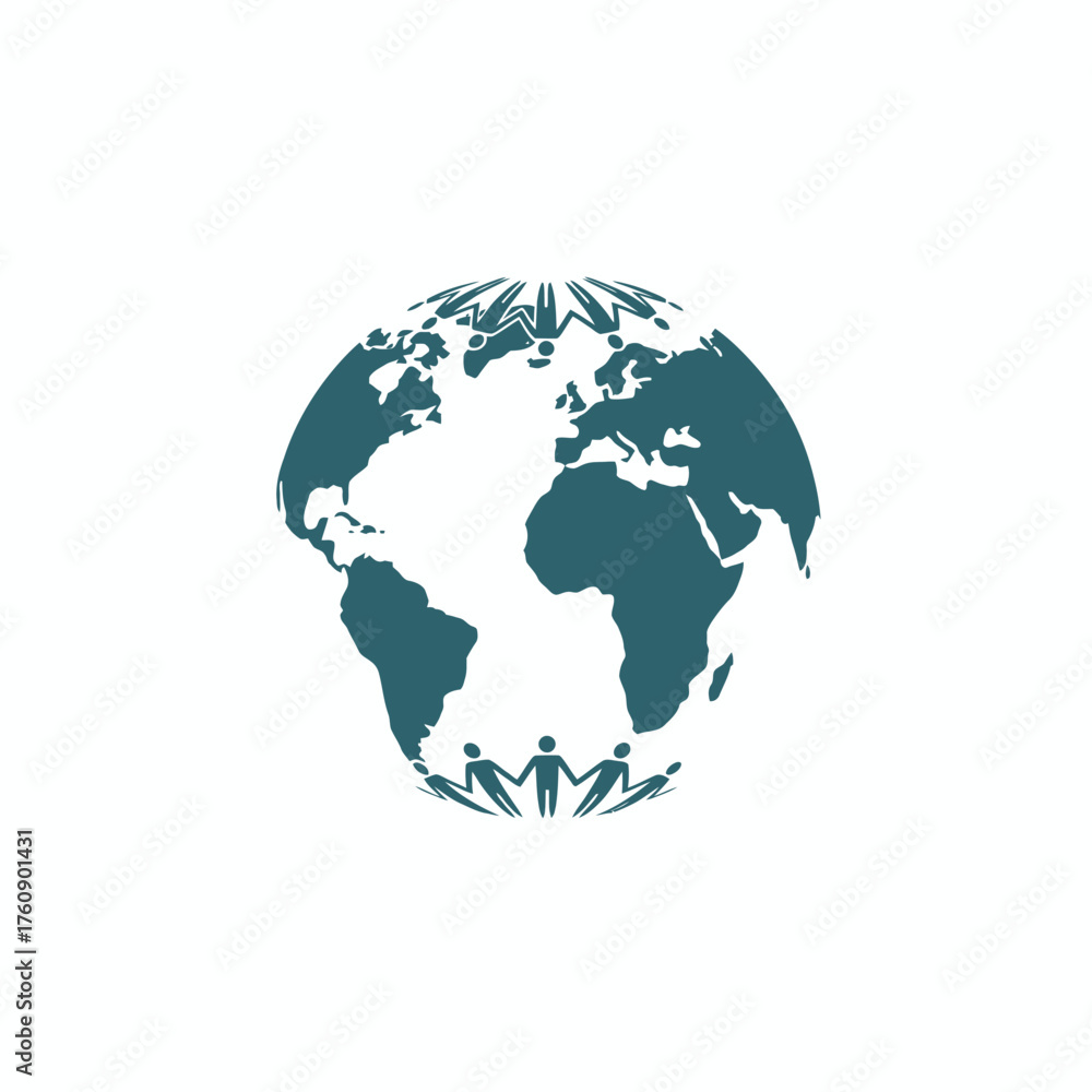 Fototapeta premium Global Unity Globe: Worldwide People Circle, Cooperation, and Harmony Network