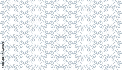 Flower pattern. Seamless white and gray ornament. Graphic vector background