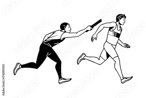 relay raceing running handover relay silhouette