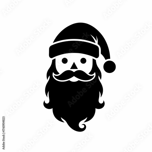 Elegant vector icon of Santa Claus face with hat and beard
