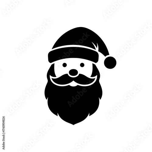 Elegant vector icon of Santa Claus face with hat and beard