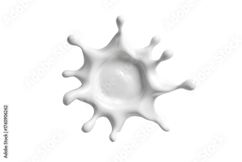 White liquid splash, radiating outward.  A circular,  smooth,  3D  effect