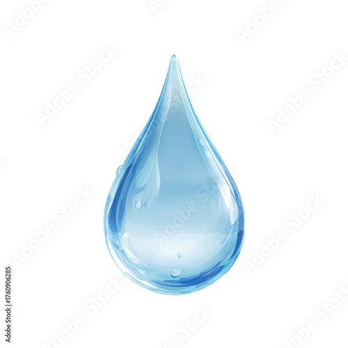A light-blue teardrop-shaped water droplet.  Detailed, clear, and glossy depiction